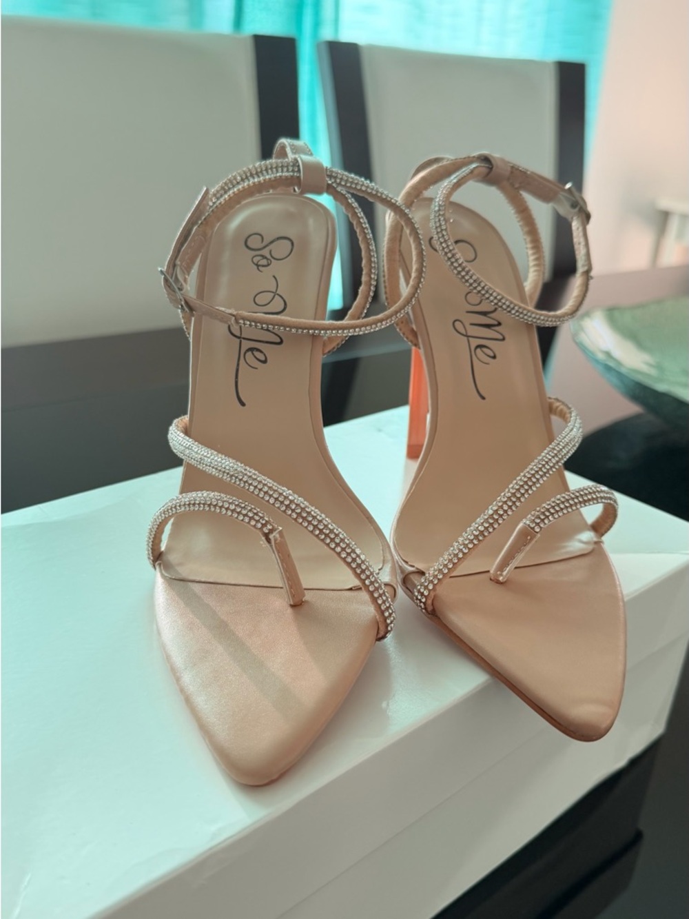 So Me Gorgeous Rhinestone Strappy Pointed Heels (Size: 6.5) NWT